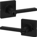 Kwikset Casey Entry Door Handle with Lock and Key, Secure Keyed Reversible Lever Exterior, For Front Entrance and Bedrooms, Matte Black , Pick Resistant Smartkey Rekey Security and Microban