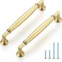 HOME EDIT 5 Pack 5 Inch Brushed Gold Cabinet Handles Solid Zinc Alloy Pulls for Kitchen, Dresser, Closet & Bathroom Cabinets Hardware