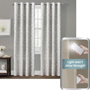 Zenna Home Easy to Install Window Curtain, Simon, with Grommet Top (1 Panel), 40 inches x 63 inches, Silver (Floral)