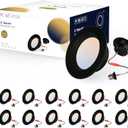 12 Pack 4 Inch Black LED Can Lights Retrofit Recessed Lighting, 5CCT 4 Inch Recessed lights Selectable 2700K-6000K Dimmable, 9W 630LM Recessed Lights with Metal Smooth Trim- ETL and Energy Star