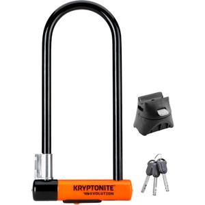 Kryptonite Evolution Long Shackle Bike U-Lock, Anti-Theft Security, 14mm Steel Shackle with Mounting Bracket and Keys, High Security for Bicycles Scooters,Black