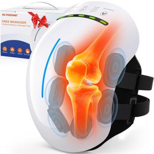 Knee Massager for Pain Relief with Heat and Red Light, 5 Vibration Modes & 3 Heating Levels, 4 Smart Modes, 6 Silicone Kneading Nodes, Ideal Gift for Men Women & Parents, White