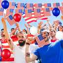 5 x 4th of July Decorations 33ft American String Flags Banner+ 10Pcs Handheld USA Stick Flag+ 30Pcs Red White Blue Balloons+2 Sheet Stickers Party Decor for 4th of July America Patriotic Day Memorial Day
