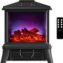 18-inch Freestanding Electric Fireplace, Equipped with 1500W/1650W Electric Wood Fireplace Flame Effect, Featuring Realistic Flames, 3-Second Quick Heating, Remote Control, and Adjustable Lighting (PTC-1506L)