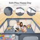 Baby Playpen 79x71 Inch Extra Large Playpen for Babies and Toddlers Baby Playard with Zipper Gates Safety Fence Play Pen Play Yard with Soft Breathable Mesh Indoor & Outdoor Kids Activity Dark Gray