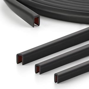 U Channel Rubber Edge Trim, Self-Adhesive U-Shaped Edge Protector for Car Doors, Sheet Metal, Glass - Fits 1/32" to 3/32" Thick Edge, Weather Resistant, Black (20FT)