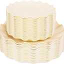 LIYH 50 Pcs Beige Plastic Plates Reusable Unbreakable Dinner Plates Scalloped Plastic Plate Dishwasher Safe Ivory Plate Sets Perfect for Parties Birthday Picnics BPA Free (25Guests)