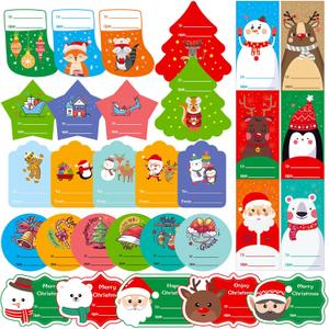 Funnlot Gift Tags Self Adhesive 236 PCS Christmas Labels for Gifts, Birthdays & Holidays - Santa Claus Stickers & Tags
