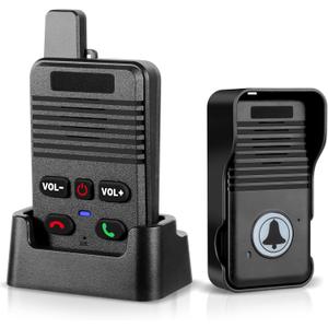 Wireless Doorbell, Waterproof Full Duplex Doorbell Wireless Upgrade, 1000ft Range, Door Bell Two Way Communication, 8 Volume Levels, 4 Chime Wireless Doorbells for Home House Business (1Pack Black) (1 Receiver+1 Transmitter)