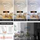 3-Rings Modern LED Chandelier Silver, Dimmable Pendant Lighting with Remote Control Circular Flush Mount High Ceiling Light for Living Room Dining Room Foyer, 3000K-6500K D31.5