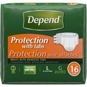 Depend Protection with Tabs, [Large], Maximum Absorbency, 16-Count Package (Large)