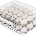 Proarea Egg Holder for Fridge 36 Capacity Automatic Rolling Egg Organizer for Refrigerator, Clear Stackable Container for Kitchen or Pantry Storage 2 Pack