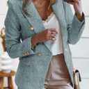 Happy Sailed Tweed Blazers Jackets for Women Business Casual Outfits Lapel Collar Open Front Double Breasted Blazer Professional Attire Work Suits Fashion 2025 Sky Blue XL (Blue, XL)