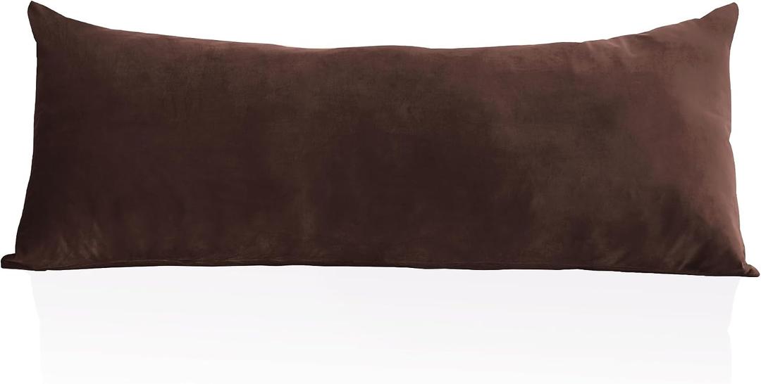 StangH Brown Velvet Body Pillow Cover 20x54 Inches, Super Soft Cozy Luxury Fuzzy Flannel Long Pillowcase with Zipper, Decorative Pillow Case for Pregnancy/Baby, 1 Piece