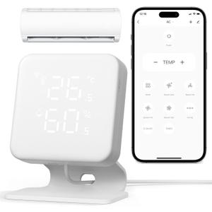 WOOX Smart Air Conditioner & Heater Pump Controller, WiFi IR Remote Control for Mini Split AC, Portable & Window AC, Temperature and Humidity Automation Controllers, Compatible with Alexa/Google