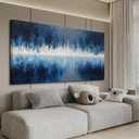 YISXINOAG Abstract Wall Decor Canvas Wall Art Abstract Art Wall Decor Ready to Hang Blue Prints Modern Home Decorations Deep Blue Design Modern Artwork Canvas Art on Bedroom, Home Office Size 24"X48"