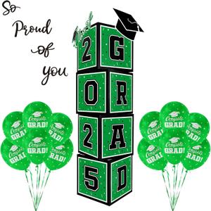 2025 Graduation Decorations Set - So Proud of You - Class of 2025 Balloon Boxes for Memorable Grad Party Supplies, Indoor/Outdoor Congrats Grad Home Door Dcor Essentials green and black