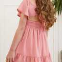 blibean Girls Summer Tie Back Dress Tween Kids Off Shoulder Dresses Size 4-15 Years (12-13 Years)