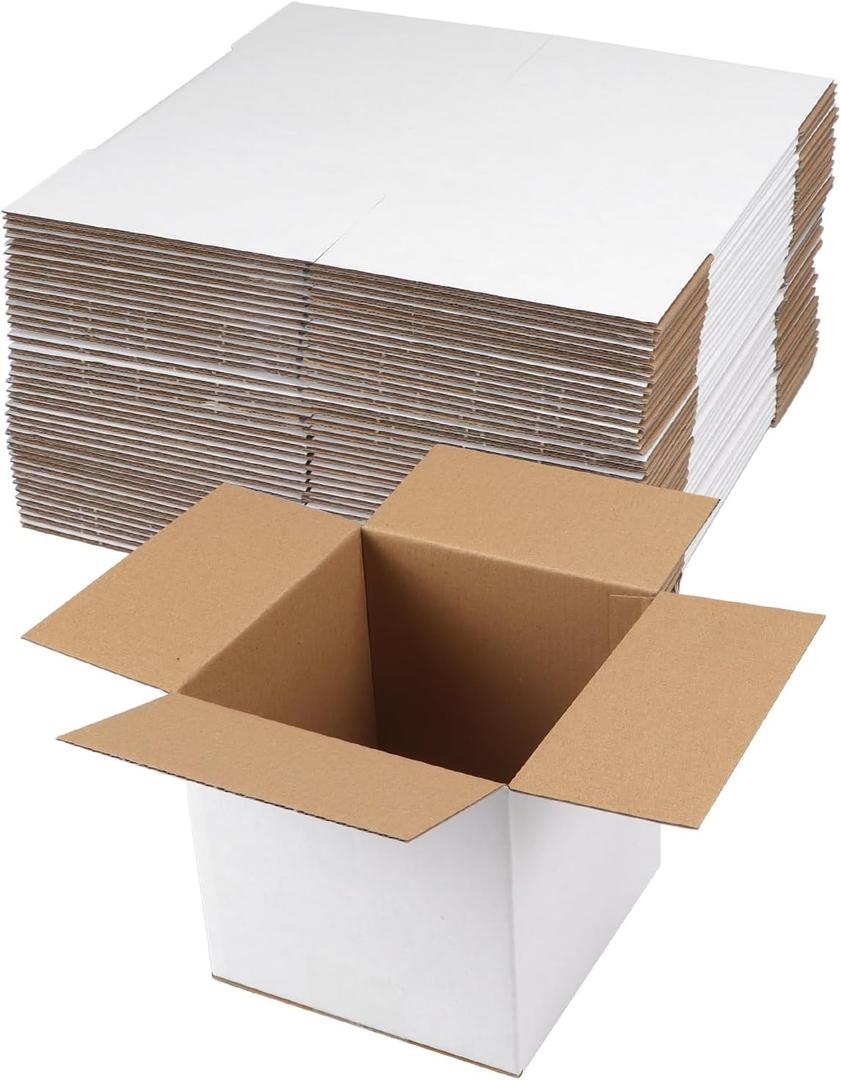 Hoikwo 6x6x6 Shipping Boxes Set of 40, White Corrugated Cardboard Box for Small Business for Packaging Mailing