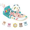 dearlomum Baby Play Mat & Piano Tummy Time Gym, Infant Sensory Activity Playmat with 5 Toys, Music & Lights, Developmental Gift for Boys & Girls 0-12 Months (Blue)