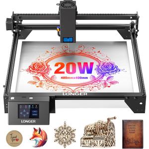 LONGER RAY5 Laser Engraver 20000mW Laser Cutter 130W CNC Laser Cutter with 3.5"Touch Screen Laser Engraving Machine DIY Engraver Tool for Metal Glass Wood Leather Laser Class ii