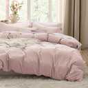 Bedsure Rose Pink Duvet Cover Queen Size - 3 Pieces Prewashed Extra Soft Bedding Set, Includes 1 Duvet Cover 90x90 Inches with Zipper Closure & 2 Pillow Shams, Comforter Not Included