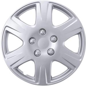BDK 15 Inch Snap-On Hubcap Wheel Covers (Set of 4), 6-Spoke Original Design, Hub Cap for Cars Direct OEM Replacement, Quick Snap-On Installation High Durability - 15 Inch