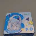 iClever BTH12 Kids Bluetooth Headphones,Colorful LED Lights Kids Headphones Wireless,74/85dBA Safe Volume,85H Playtime,Fast Charging,Bluetooth 5.2,Over Ear,Builtin Mic for iPad/Tablet/Airplane,Blue