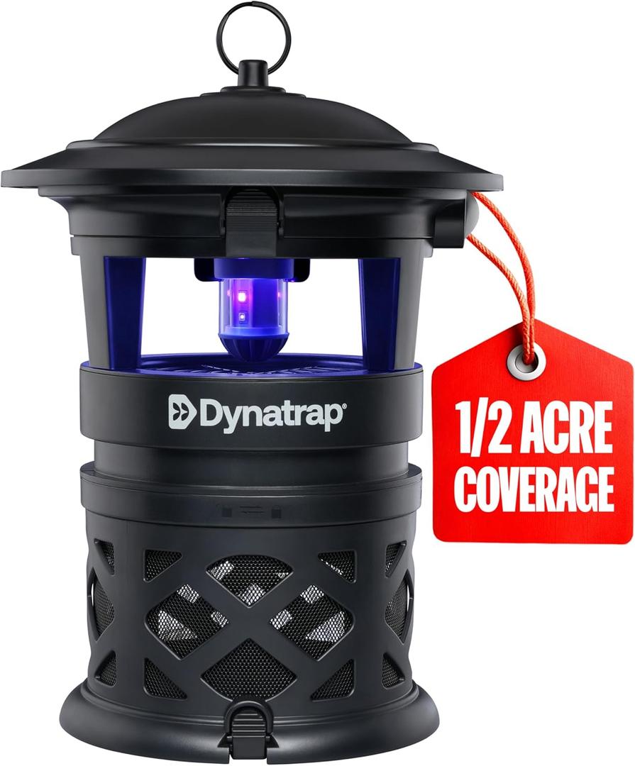 Dynatrap DT1130SR 1/2 Acre Mosquito & Flying Insect Outdoor Trap and Killer Kills Mosquitoes, Flies, Wasps, Gnats, & Other Flying Insects - Bug Zapper Alternative Black