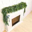 Christmas Decorations Artificial Norfolk Pine Christmas Garland, 9 Ft 2Pcs Real Touch Green Pine Needles, Indoor Outdoor Holiday Mantel Table Wall Decorations