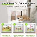 Cat Door for Window, Aluminum Cat Door Window Insert with 4 Secure Lock Modes, Magnetic Closure for Cats, Fit Window Width 24"-28", White, Small