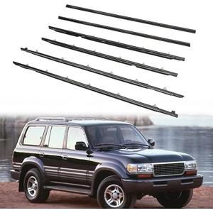6 Pcs Car Outer Door Window Weatherstrip Moulding Trim Compatible with Toyota Lexus Vehicle 1991-1997 Land Cruiser LX450, Replace#7571060021 7572060021 7573060020 7574060020 7566060020 7567060020