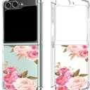 Floral Clear Case for Galaxy Z Flip 6 for Women Girls,Pretty Phone Cover for Samsung Galaxy Z Flip6,Flower Design Slim Soft Transparent Drop Proof TPU Protective Silicone Case,FL-K