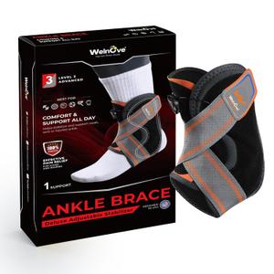 Welnove Ankle Brace: Ankle Stabilizer Brace for Women & Men, Ankle Support Sprained for Achilles,Tendon,Sprain,Injury Recovery, Comfortable Compression & Breathable Design (M, J-shaped plate)