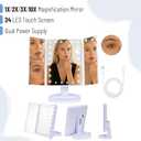 Ms. Pen- Tri-Fold Makeup Mirror Vanity with Lights, 9" x 13.6", 1X/2X/3X/10X Magnification, 24 LED Touch Screen, Dual Power Supply, 180 Rotation, Portable Lighted Cosmetic Mirror for Makeup & Travel