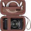 Canboc Carrying Case for PowerShot G7 X Mark III/ G7X Mark II Digital 4K Vlogging Camera, SX740 SX730 Camera Bag, Zipper Mesh Pocket fits USB Cable, Batteries, Brown