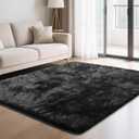 Fluffy Rug Shaggy Area Rug, Black 5x8 Area Rugs for Bedroom, Small Bedside Rug, Soft Fluffy Shaggy Entryway Throw Rugs for Living Room Bedroom Kids Room Home Decor