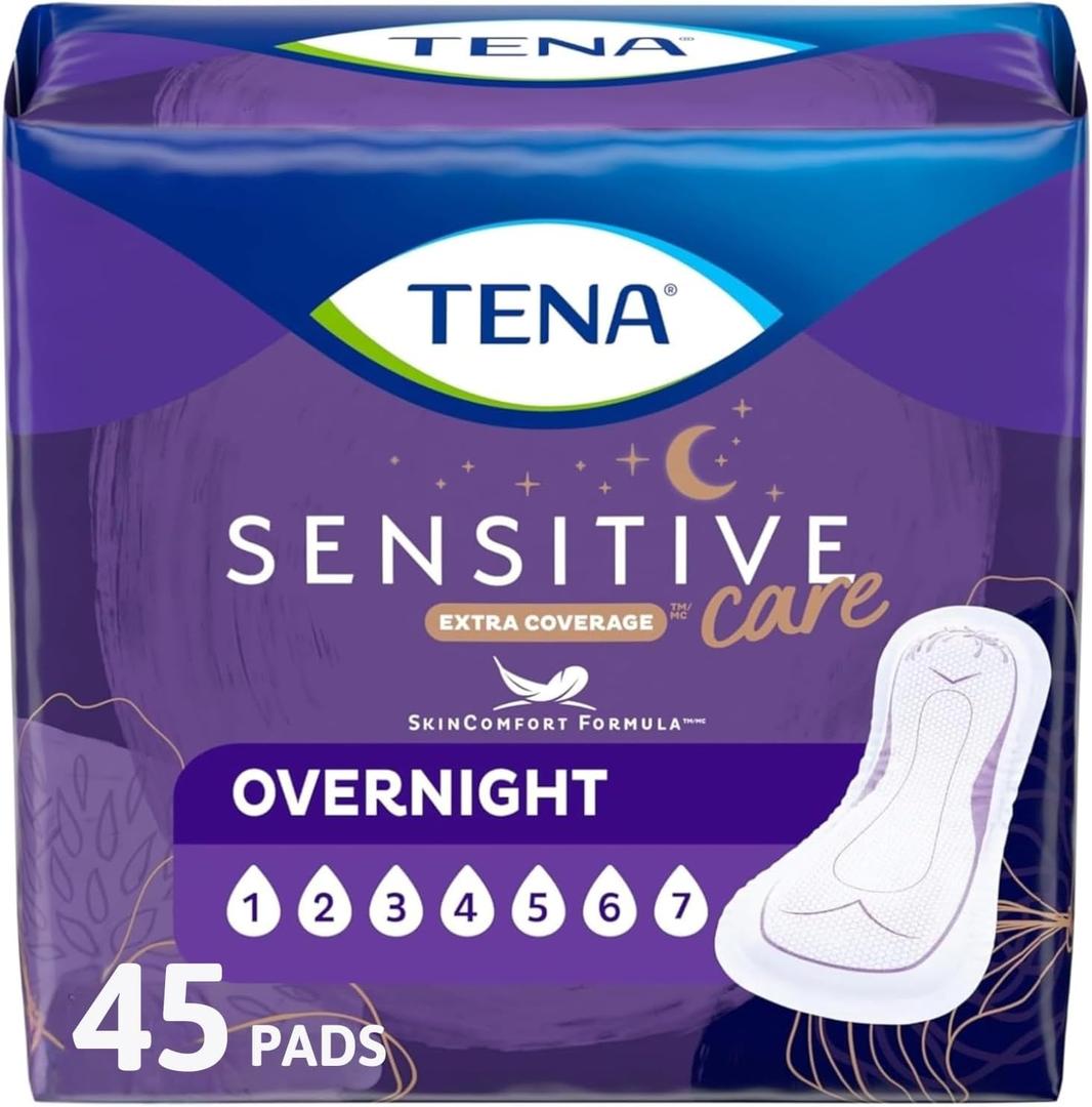 TENA Intimates Overnight Pad, 2 Packs of 45 Count (90 Count)