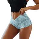 Lace Thong Cheeky Underwear for Women Seamless Bonded Boyshorts Full Coverage Hipster Panties 5 packs XL