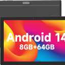 Android 14 Tablet 10 Inch Tablet, DDR4 8GB RAM 64GB Storage Tablets, Support 1TB Expand 2MP+8MP Dual Camera 10 IN Tab, WiFi6 Bluetooth 6000mAh Battery, 1280*800 10.1'' IPS HD Touch Screen Tableta. (Black)