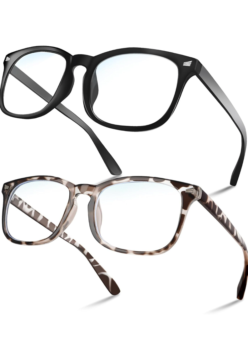 NZKNP Blue Light Glasses for Women and Men - Blue Light Protection, Fake Glasses ,Pack of 2
