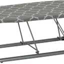 Household Essentials Steel Top Table Top Ironing Board with Iron Rest, Steel Mesh with Cotton Cover, Gray and White (Grey/White)