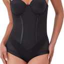 Maidenform Women's Shapewear Tummy Control Bodysuit, Built-In Bra Convertible to Strapless, Ultra Firm Shapewear Bodysuit (38D, Black)