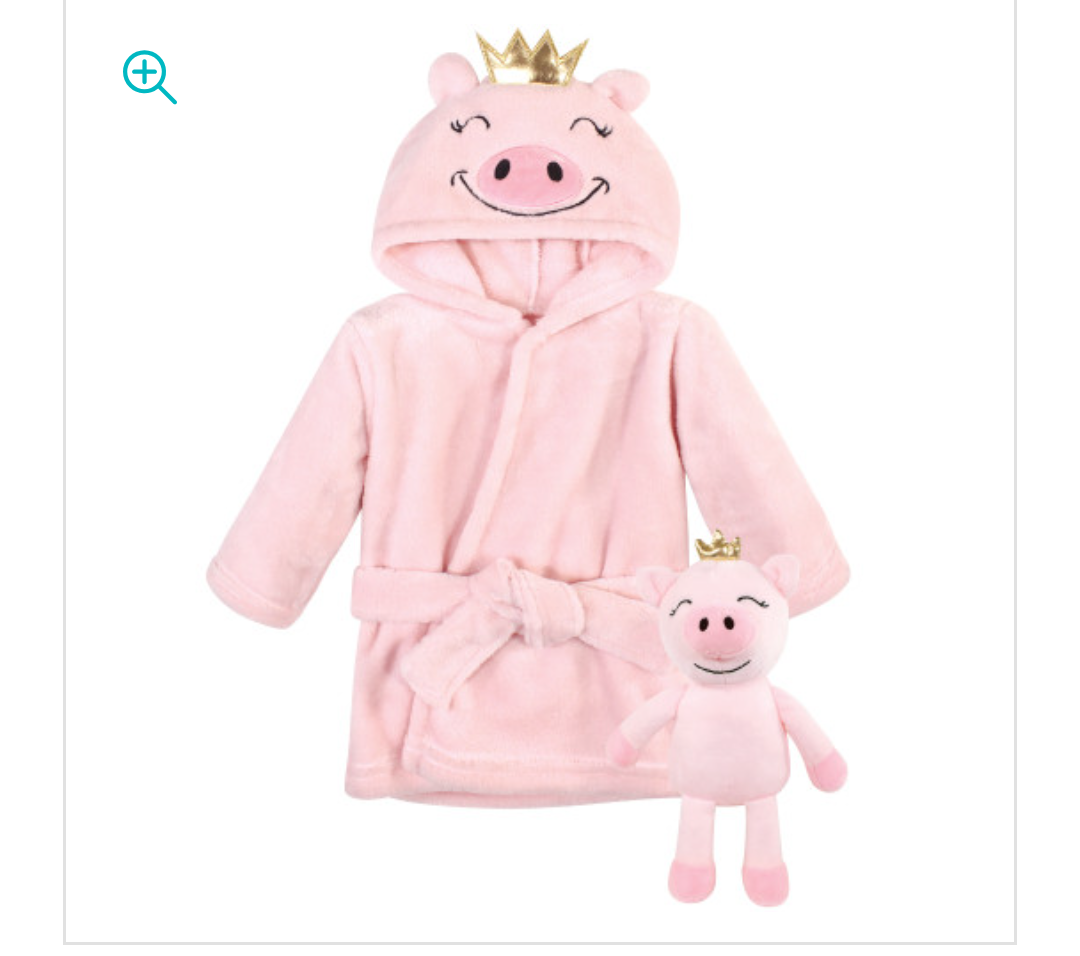 Hudson Baby Plush Bathrobe and Toy Set, Pig