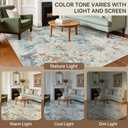 BEIMO Area Rugs 5x7 for Living Room Bedroom, Modern Abstract Machine Washable Rug, Large Soft Low Pile Floor Carpet with Non Slip Backing for Dining Room, Light Cream Blue