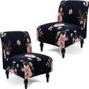 Liykimt Armless Accent Chair Cover Slipcover,Slipper Chair Cover Super Fit Stretch Spandex Removable Washable for Armless Chair Furniture Protector Covers for Living Dining Room Hotel(Dark Navy,2)