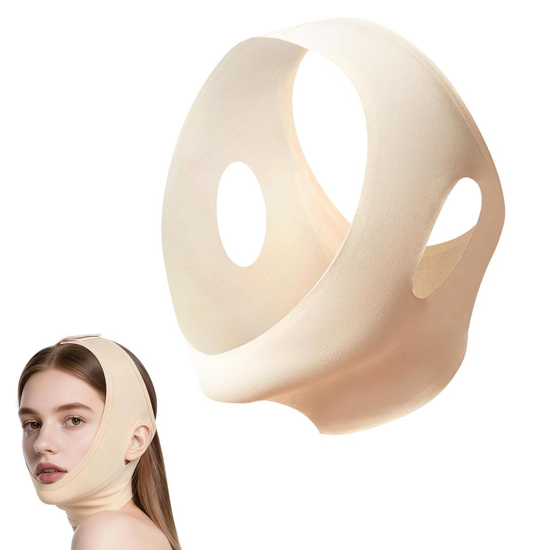 Collagen Face Sculpt Wrap, Skin-Friendly and Breathable, Reusable Face Mask for Wear While Sleeping, Supports Jawline Sculpting & Firming (White)