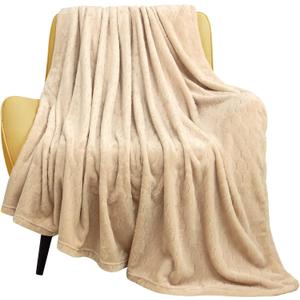 TOONOW Fleece Blanket Textured Fuzzy Plush Throw Blanket Twin Size 60" x 80", Super Soft Fluffy Bed Blanket Geometric Pattern Comfy Microfiber Flannel Blankets for Couch, Bed, Sofa, Apricot