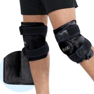 REVIX Ice Packs for Knee Relaxation, Reusable Gel Ice Wraps with Cold Compression for Meniscus Tear and ACL, Plush Cover and Long-Lasting Cold, A Set of Two, Black