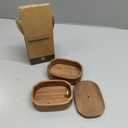 Acacia Wood Qtip Holder Bathroom Jars with Lids, Double-Layer Canisters for Cotton Ball/Round/Pads, Floss Pick Storage, Jars for Bathroom Countertop/Vanity Organizer, Home Decor, 4.72"L x 3.27"W x 2.95"H